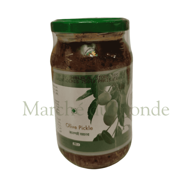 Pot de Pickle d'Olives, un condiment savoureux aux olives marinées et épicées.