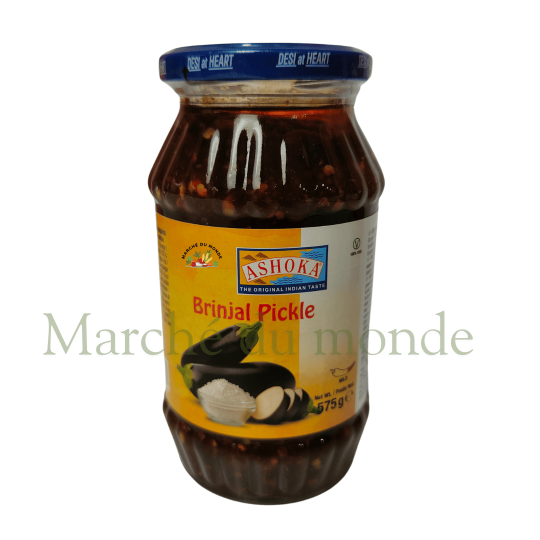Pot de Pickle d'Aubergine 575g, un condiment épicé aux aubergines marinées.