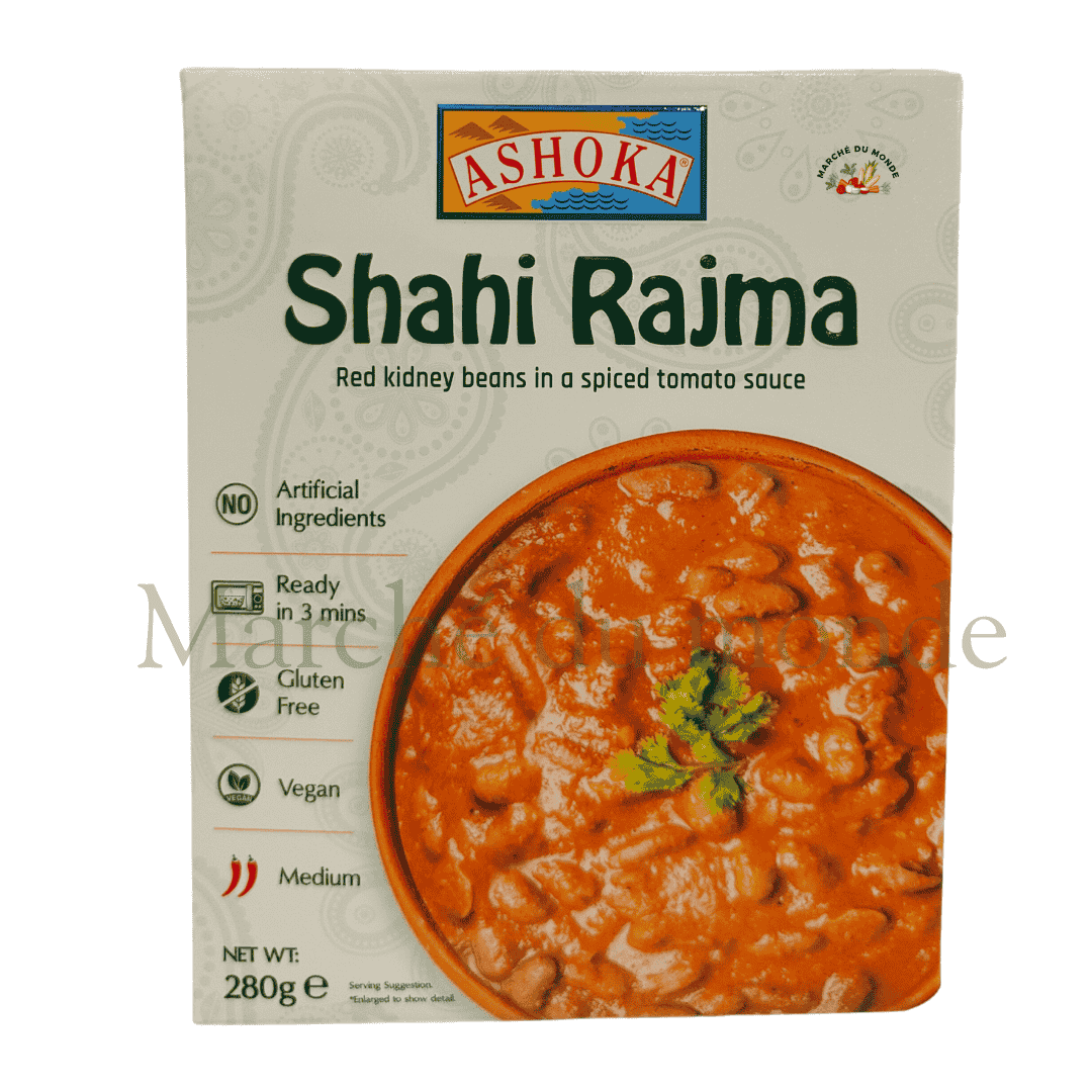 Pot de Shahi Rajma 280g, prêt à être chauffé, offrant une saveur royale indienne.