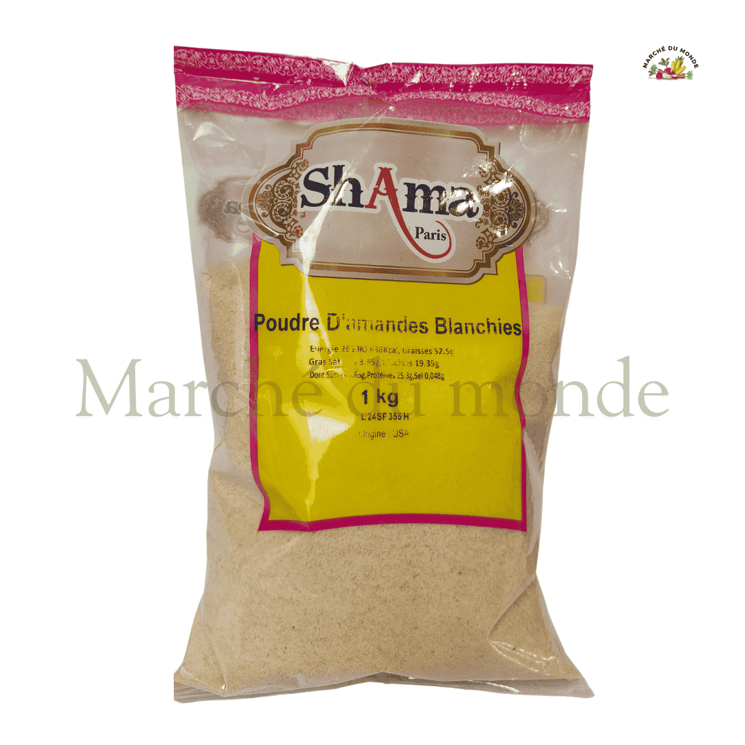 Sac de Poudre d'Amandes Blanchies 1kg, idéal pour toutes vos créations culinaires sucrées et salées.