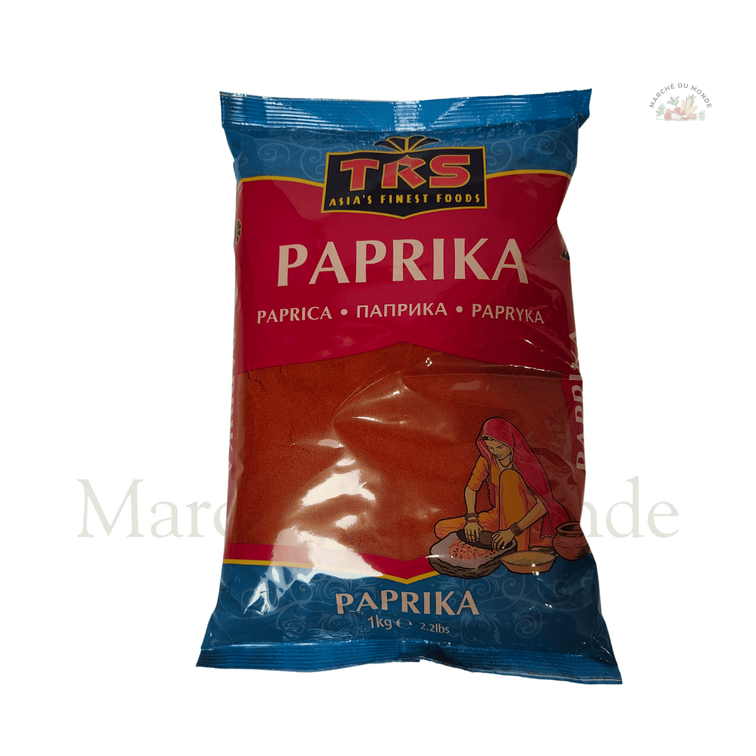 Poudre de paprika rouge vif en sachet 1KG, épice naturelle pour la cuisine.