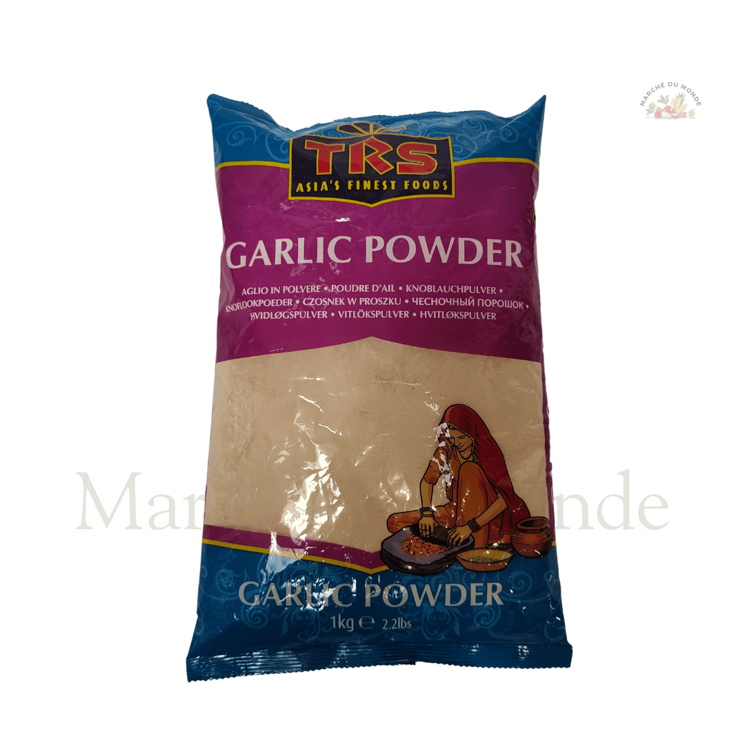 Sachet de 1KG d’ail en poudre, épice beige clair en vrac pour la cuisine.