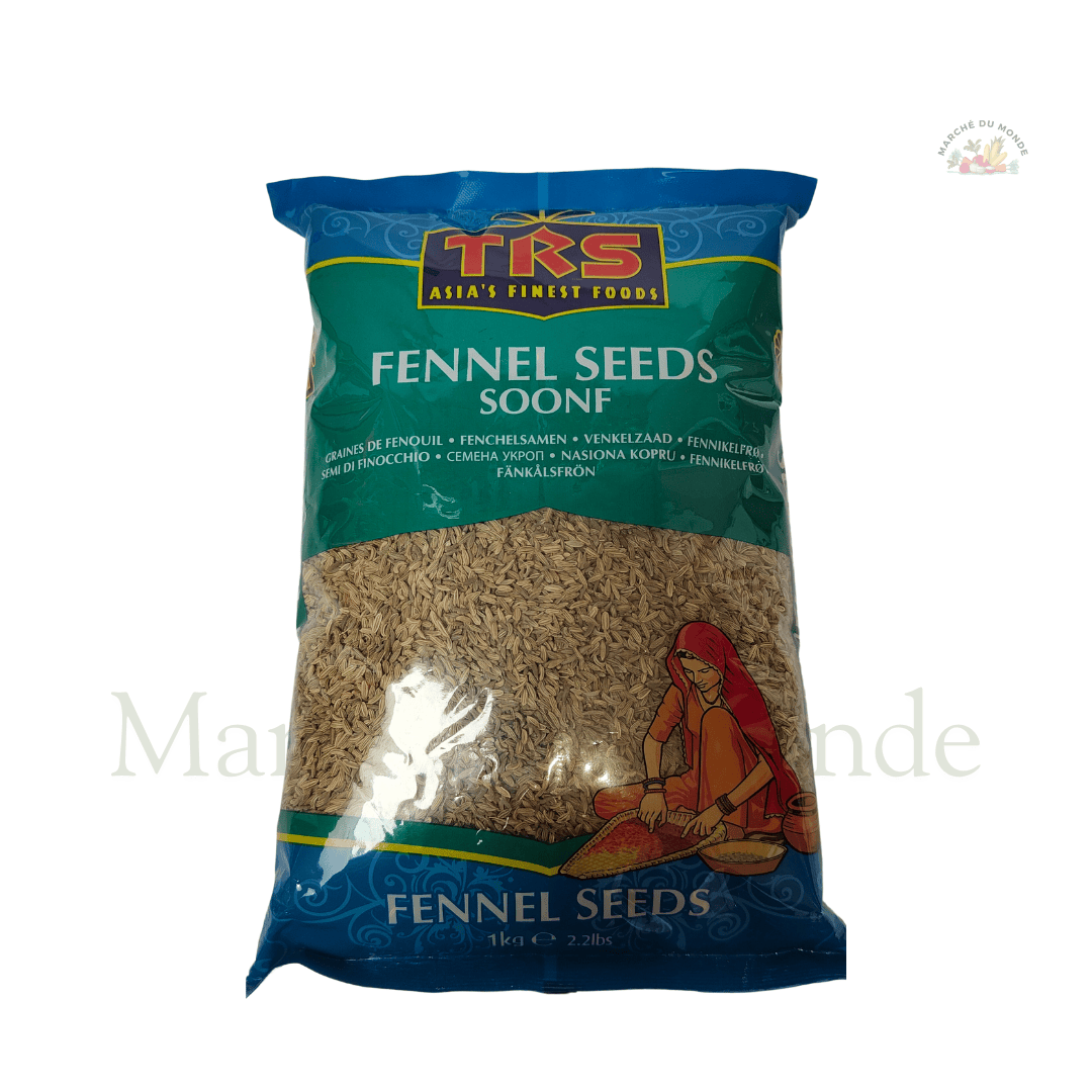 Sachet de 1KG de graines de fenouil entières, épice verte et aromatique pour cuisine et infusion.