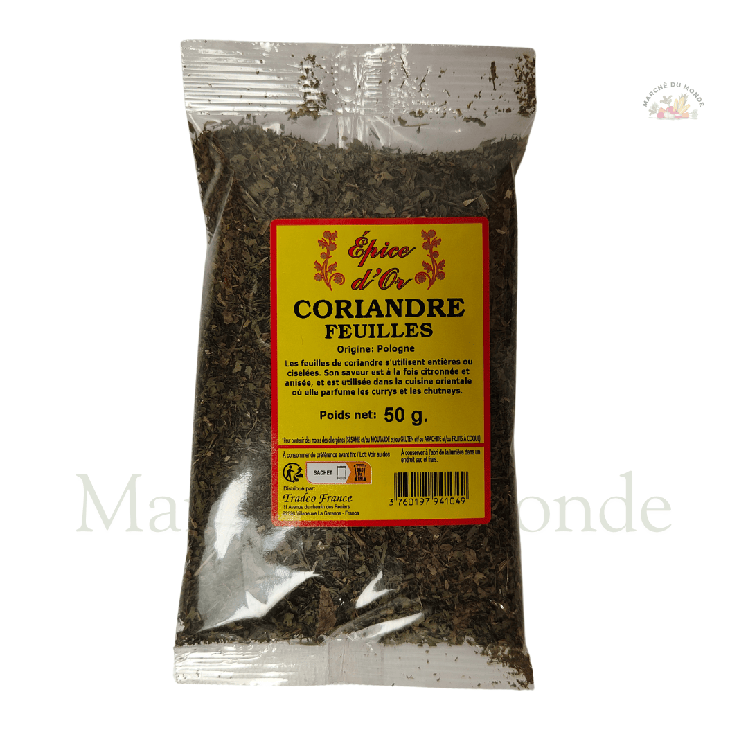 Sachet de 50G de coriandre moulue, épice douce et aromatique pour la cuisine du monde.