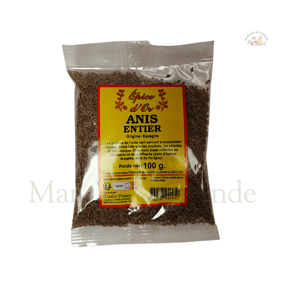 Sachet de 100G d’anis entier, graines aromatiques pour infusions et cuisine maison.