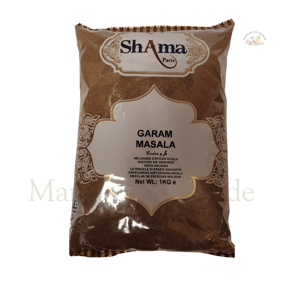 Sachet de 1KG de Garam Masala en poudre, mélange d’épices brunes pour cuisine indienne.