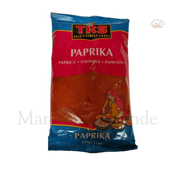 Sachet de 400G de paprika moulu, épice rouge vif au goût doux pour rehausser plats sans piquer.