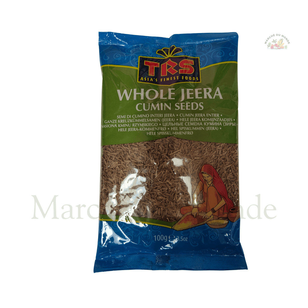 Sachet de 100G de graines de cumin entières, épice parfumée et bénéfique pour la digestion, parfaite pour une cuisine traditionnelle.