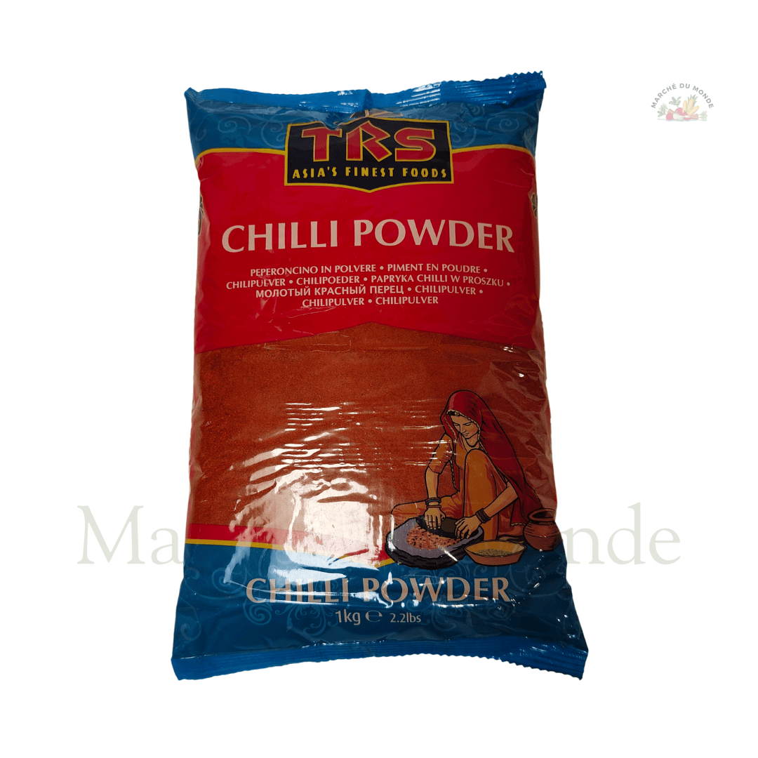 Sachet de 1KG de poudre de piment rouge vif, épice forte et aromatique pour la cuisine.