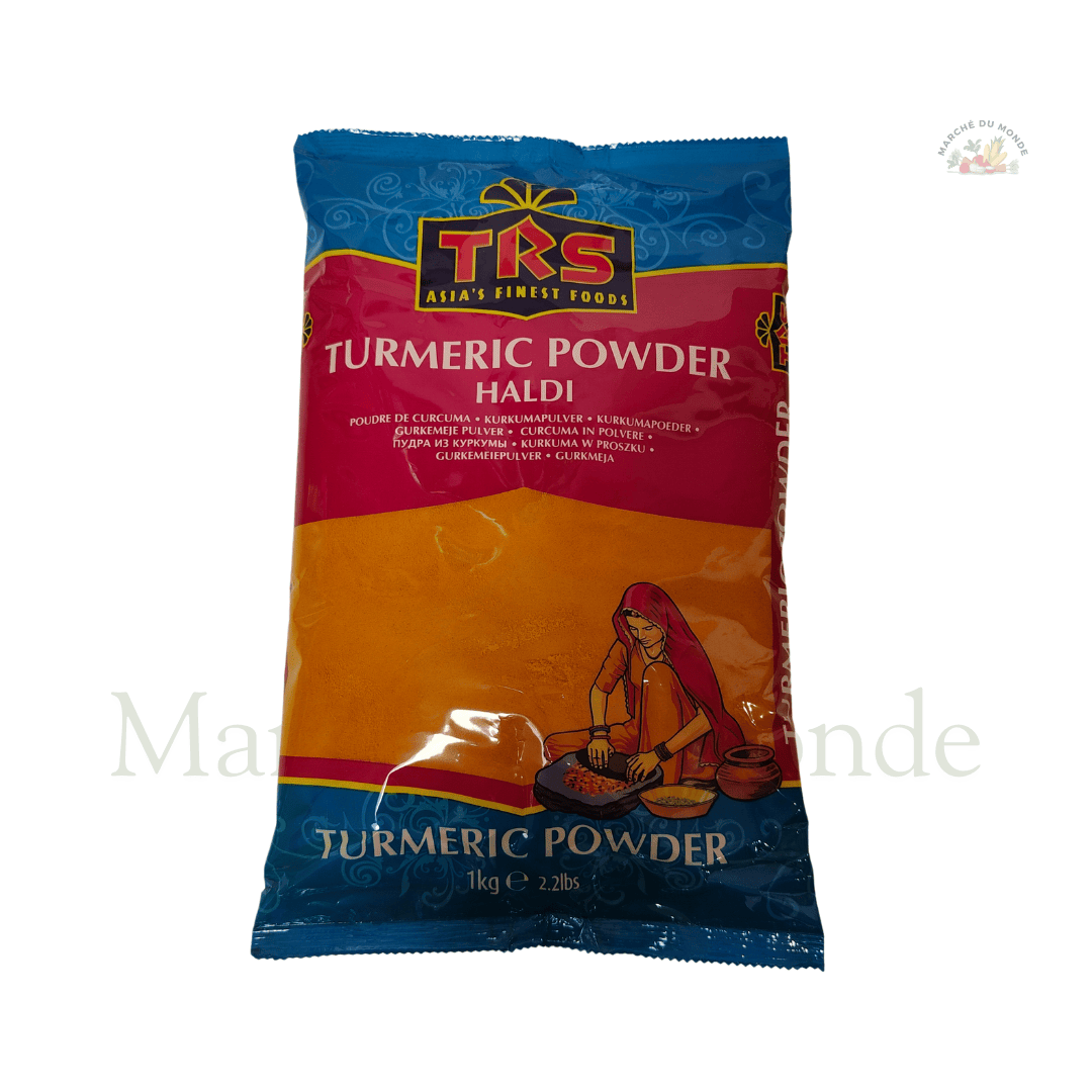Sachet de 1KG de poudre de curcuma jaune doré, épice fine et aromatique pour la cuisine et le bien-être.